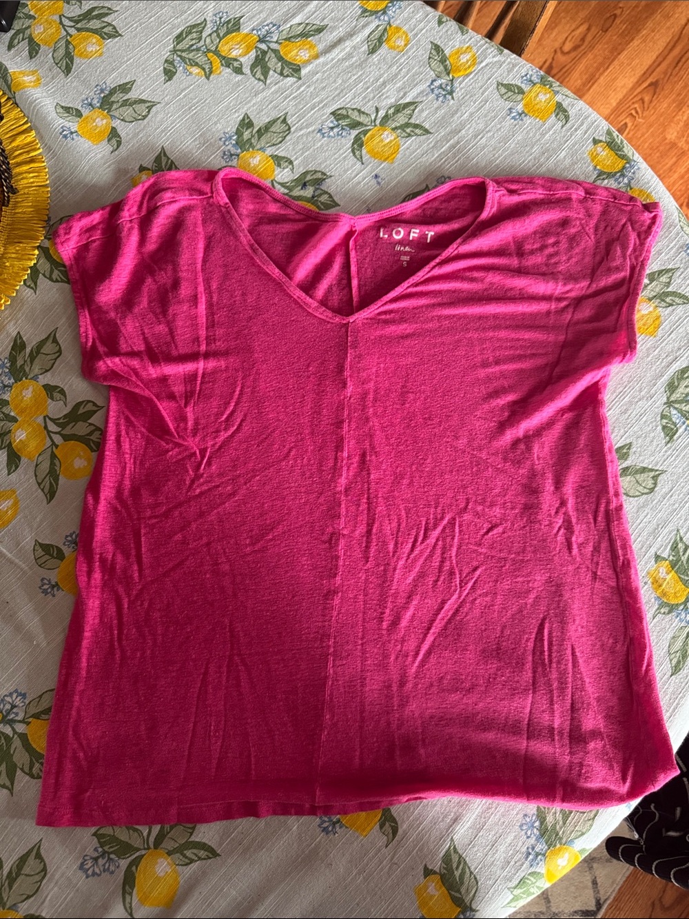 LOFT Hot Pink V-Neck Short Sleeve Tee